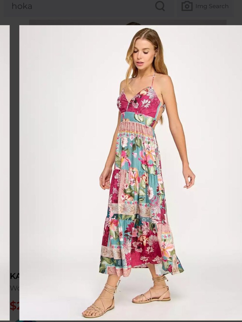 NWOT Katia Rae Metallic Mixed-Print Maxi Dress - XS
